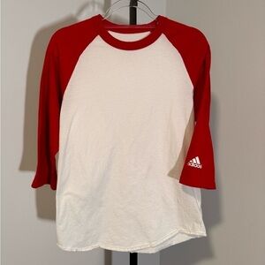 Adidas Red and White Raglan Shirt